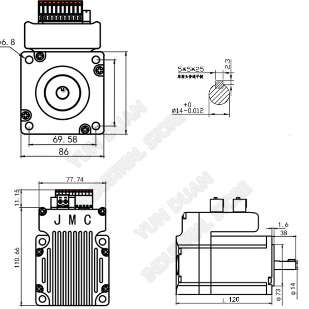 JMC Integrated NEMA34 4.5Nm 86 мм 2000 об/мин 60 в DC DSP Гибридный двигатель с замкнутым контуром