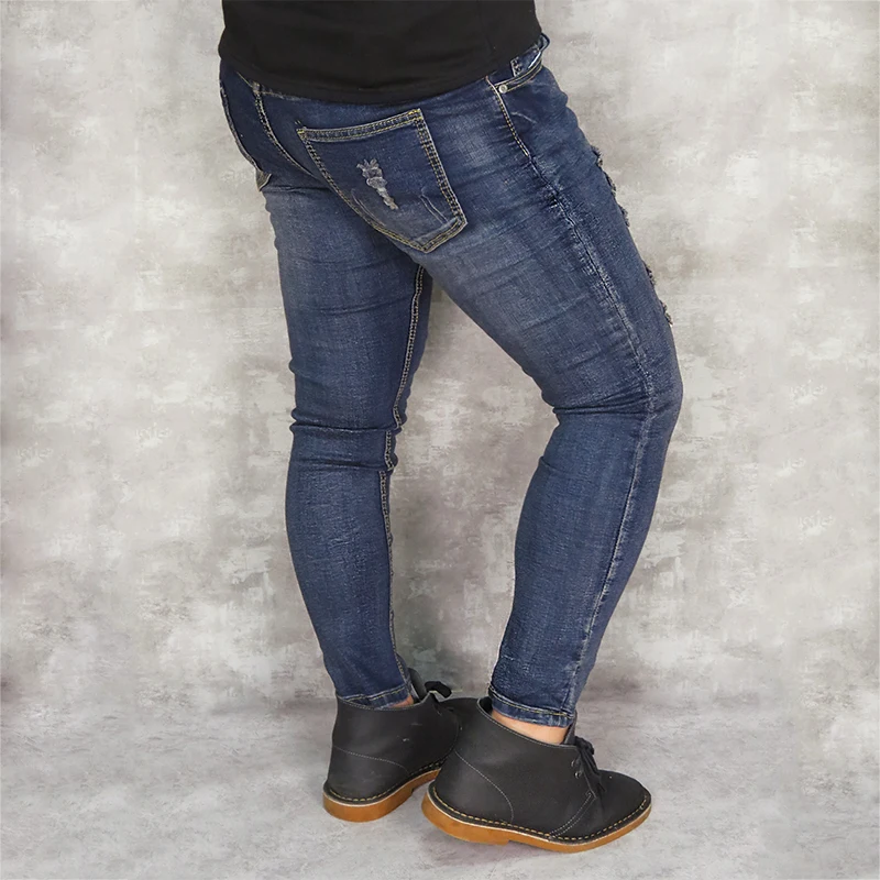 GUMPRUN men's jeans retro hole street dress jeans men stretch straight hip hop stitching skinny jeans fashion casual wild jeans GUMPRUN men's jeans retro hole street dress jeans men stretch straight hip hop stitching skinny jeans fashion casual wild jeans