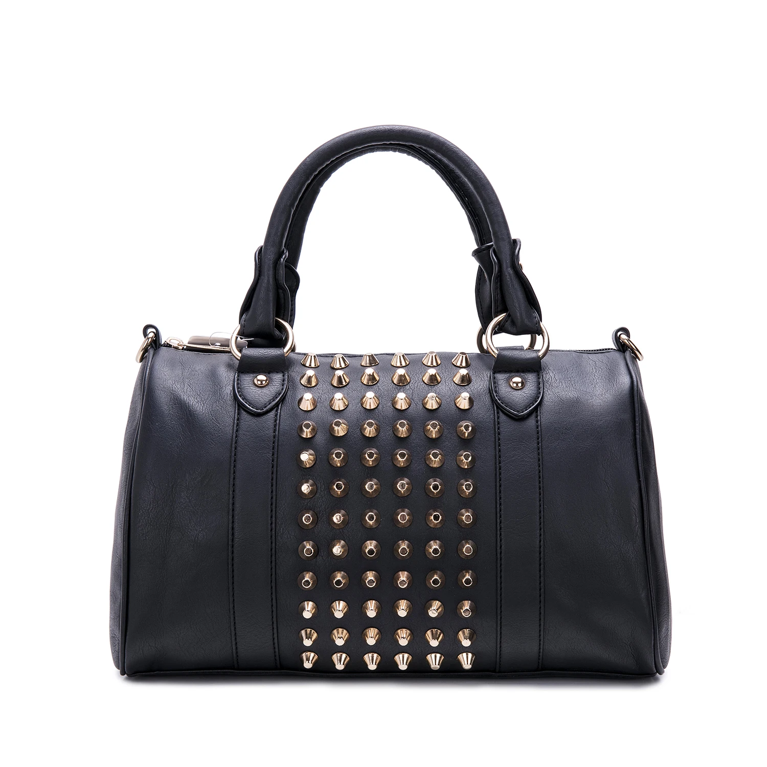 ZIWI Stud Rivet Shoulder Bags for Women Solid Color Zipper Closure