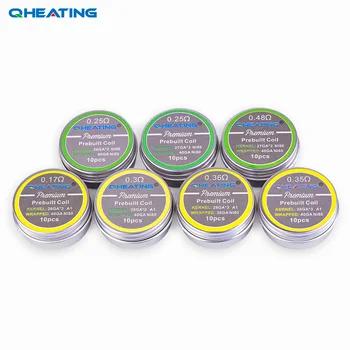 

Qheating 10pcs/lot Ni80/A1 MIX Fused Clapton A1 28ga*3+NI80 40ga Coil for Electronic Cigarette Heating Resistance rda coil