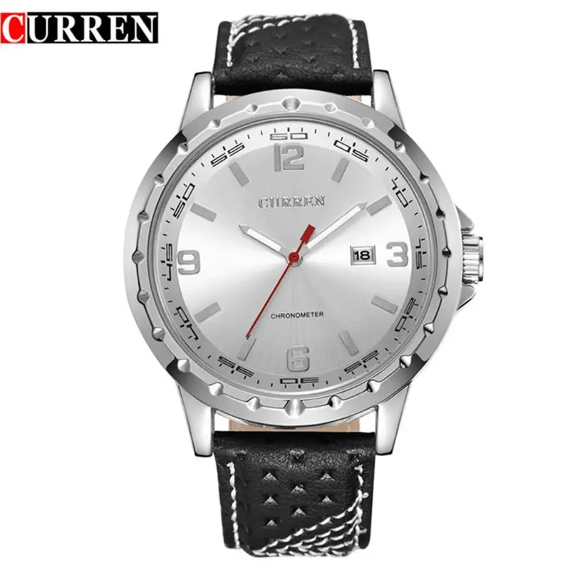 

Fashion Curren 8120 Men's Round Dial Analog Watch with Date Display Leather Strap Watches Hour Quartz Dress Wristwatches