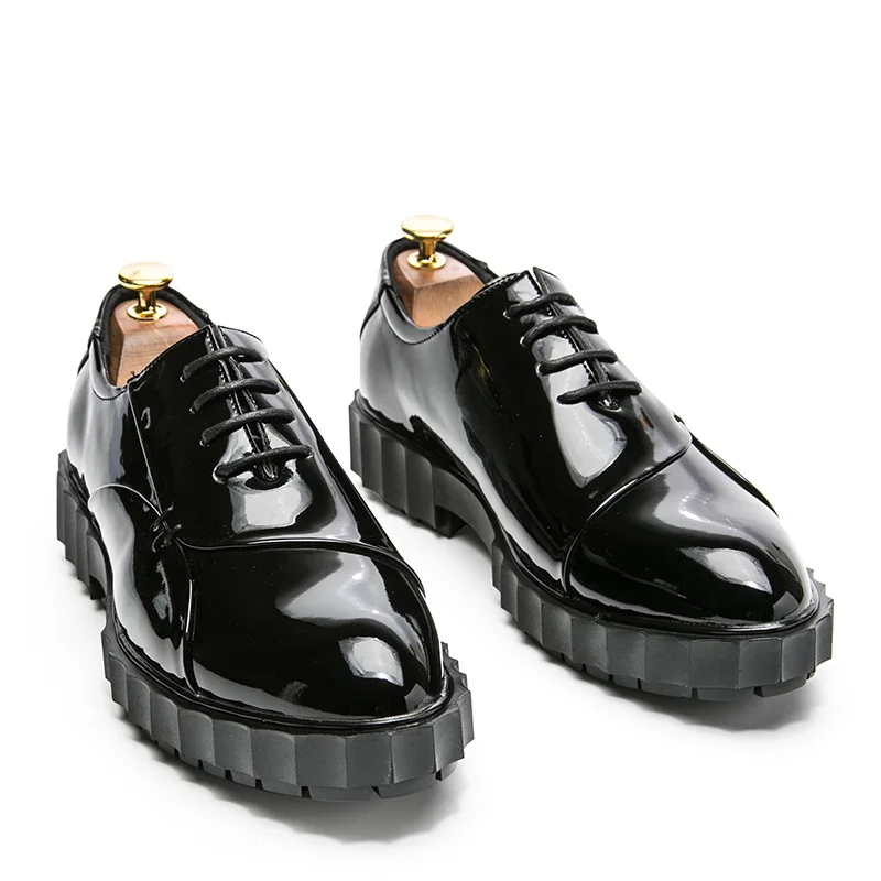 cool designer camouflage platform patent leather men shoes height increasing fashion ballroom  mixed colors oxford shoes for men (9)