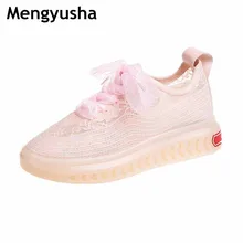 Новые летние дышащие туфли на шнурках на каждый день; модная обувь на платформе