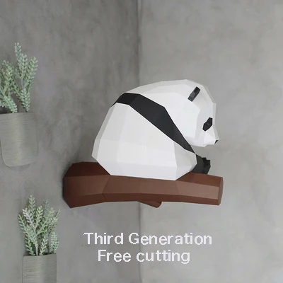 3D геометрическое украшение в виде панды на стену, креативная Милая забавная модель с национальным сокровищем, бумажная модель ручной работы, креативная домашняя мультяшная модель - Цвет: 3D