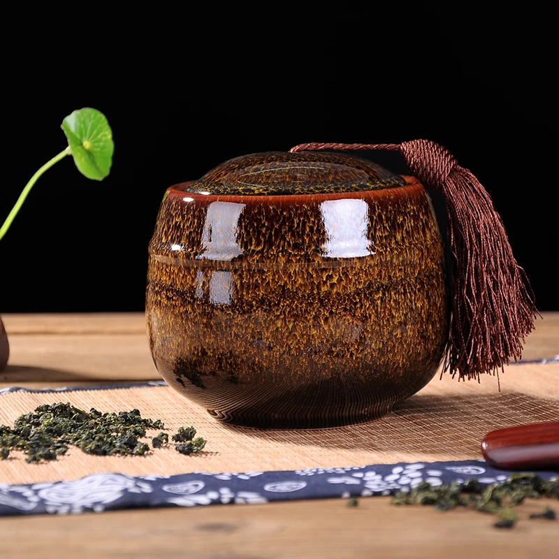 Керамический чайник, печь Jun, герметичный резервуар для хранения, изысканный мини чайный контейнер, керамическая чайная банка, специальный пищевой бак
