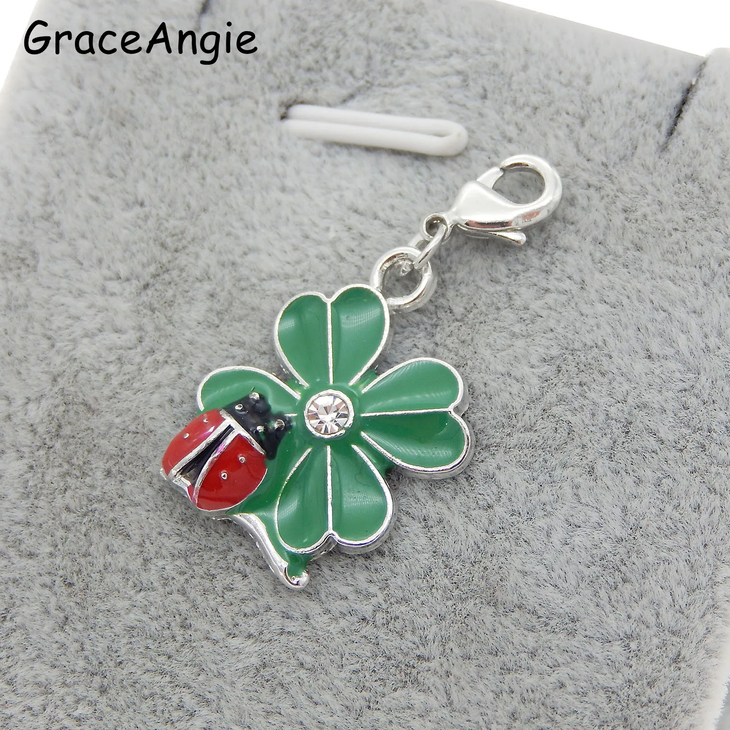 

4pcs Enamel Ladybug Leaves Earrings DIY Keychain Earrings Jewelry Making Cute Baby Gift Green Clover With Lobster Clasp