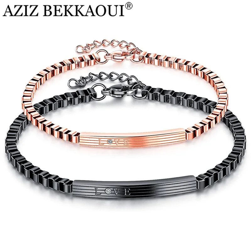 

AZIZ BEKKAOUI Gift for Lover "LOVE" Couple Bracelets Stainless Steel Bracelets For Women Men Watch Bracelet Jewelry DropShipping