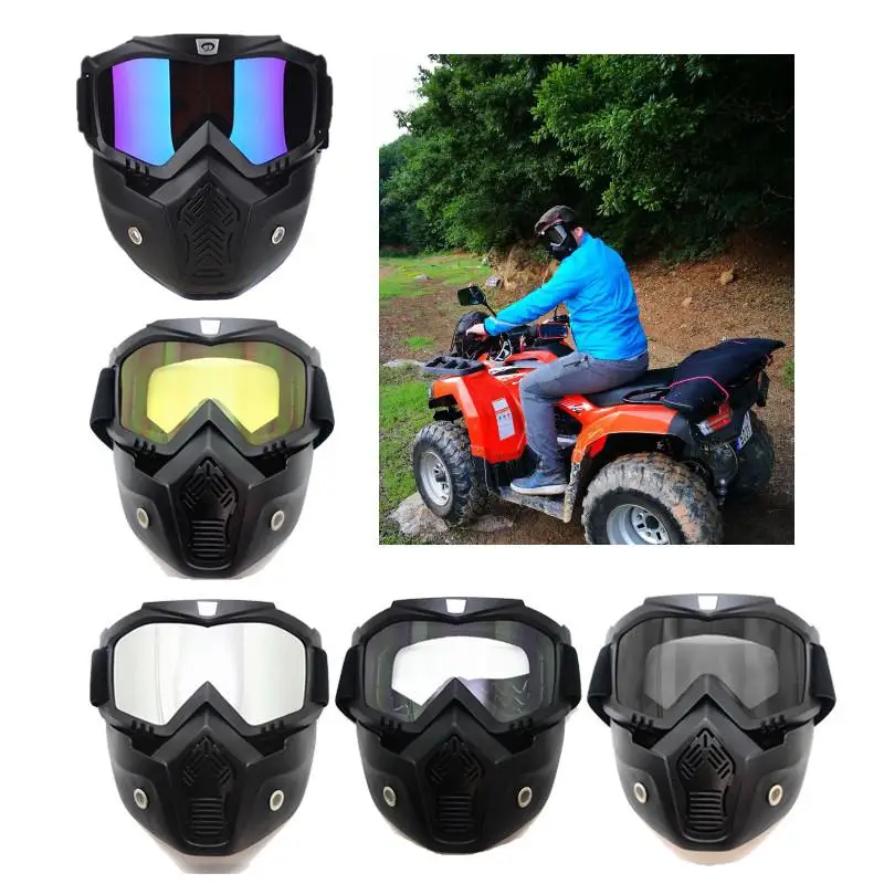Buy Motorcycle Riding Goggles Eyewear with Face Mask Removable Windproof Shield