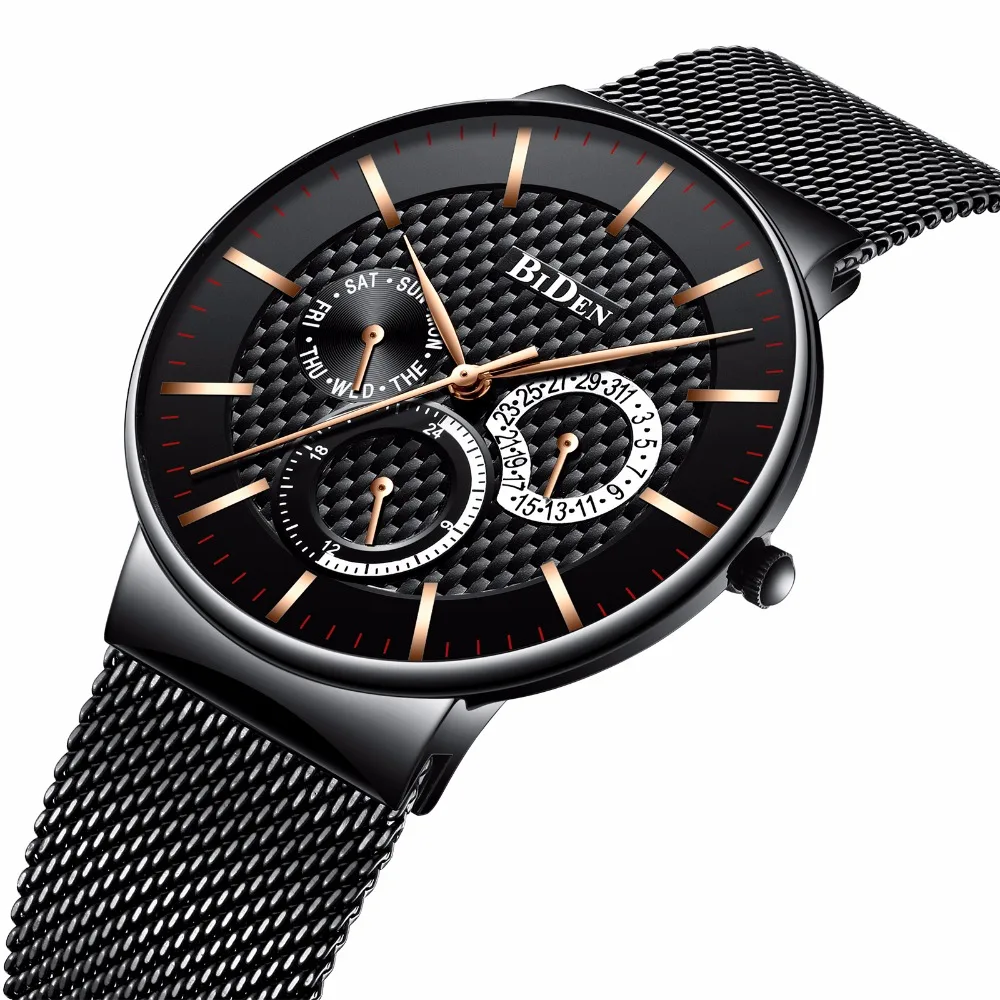 

Biden stainless steel wristwatches mens business quartz luxury man watches waterproof calendar blue men clocks Citizen movement