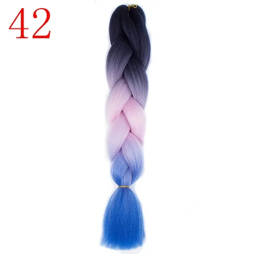 MERISIHAIR Омбре плетение волос 24 дюйма 100 г/шт. синтетические жгуты для вплетания прическа наращивание волос розовый красный синий белый - Цвет: T1B/синий