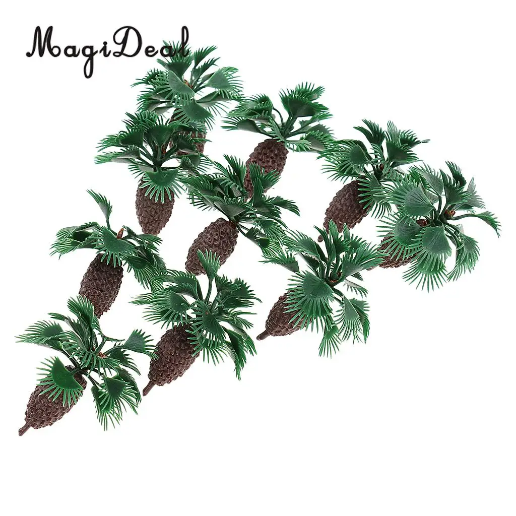 MagiDeal 10Pcs Plastic Palm Tree Model Train Track Street Railway Park Garden Scenery Miniature Scene Model Building Prop 5cm