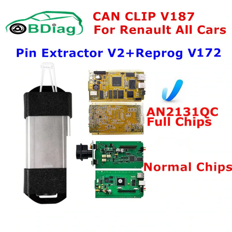 

Pin Extractor V2+Reprog V177+V188 For Renault Can Clip Full Chip CYPRESS AN2131QC Clip For Renault Diagnostic Interface Scanner