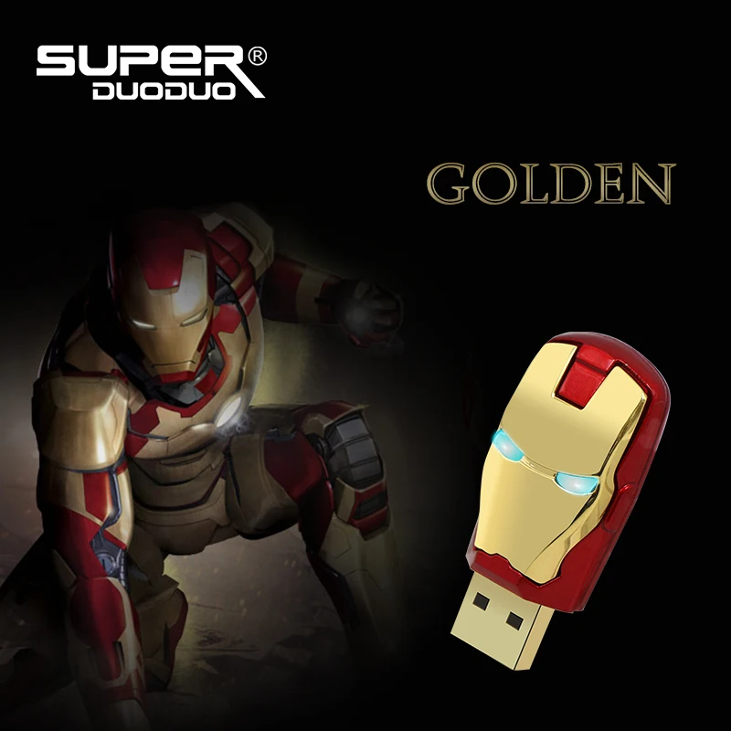 Флеш-накопители USB 32 ГБ 64 ГБ, Мстители, marvel, флеш-накопитель usb, Железный человек, 8 ГБ, 16 ГБ, usb 2,0, светодиодный флеш-светильник, флешки, карта памяти