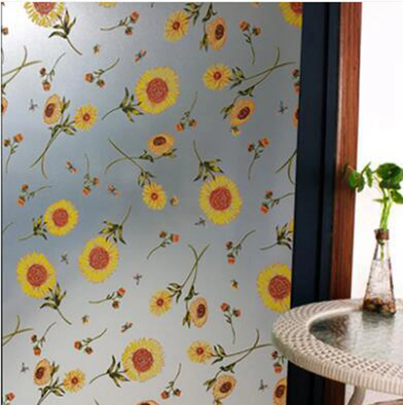 2D Sunflower PVC Privacy Window Decorative Films Window Film Stained