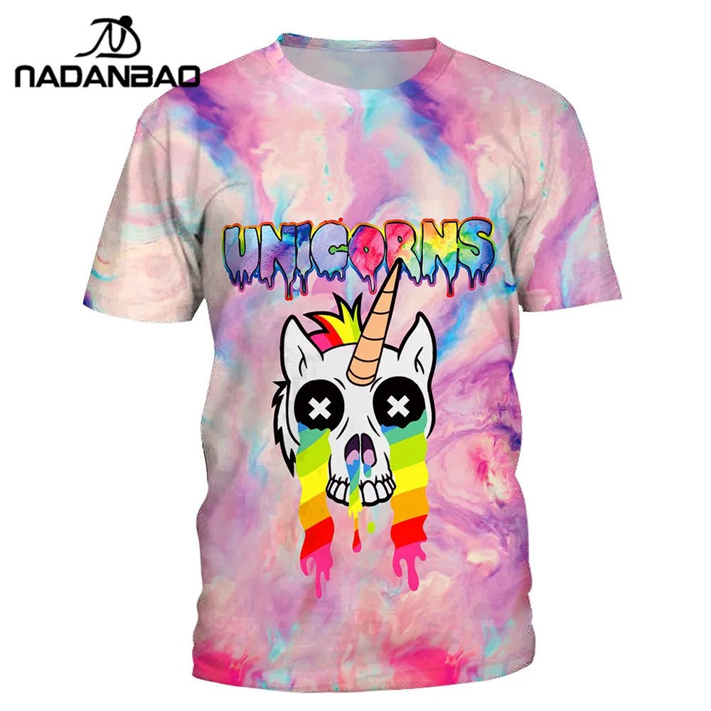 

NADANBAO Summer Unicorn T Shirt Women 3D Print Graffiti Tshirt Hiphop Unicornio T-Shirt Harajuku