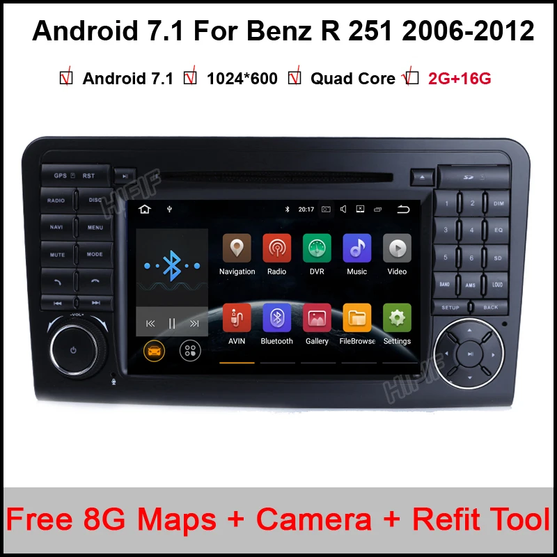 Perfect HIFIF 7" Quad Core 2GB RAM Android 7.11 Car DVD Radio For Mercedes/Benz ML GL Class W164 ML300 ML350 ML450 ML500 2005-2012 Navi 2