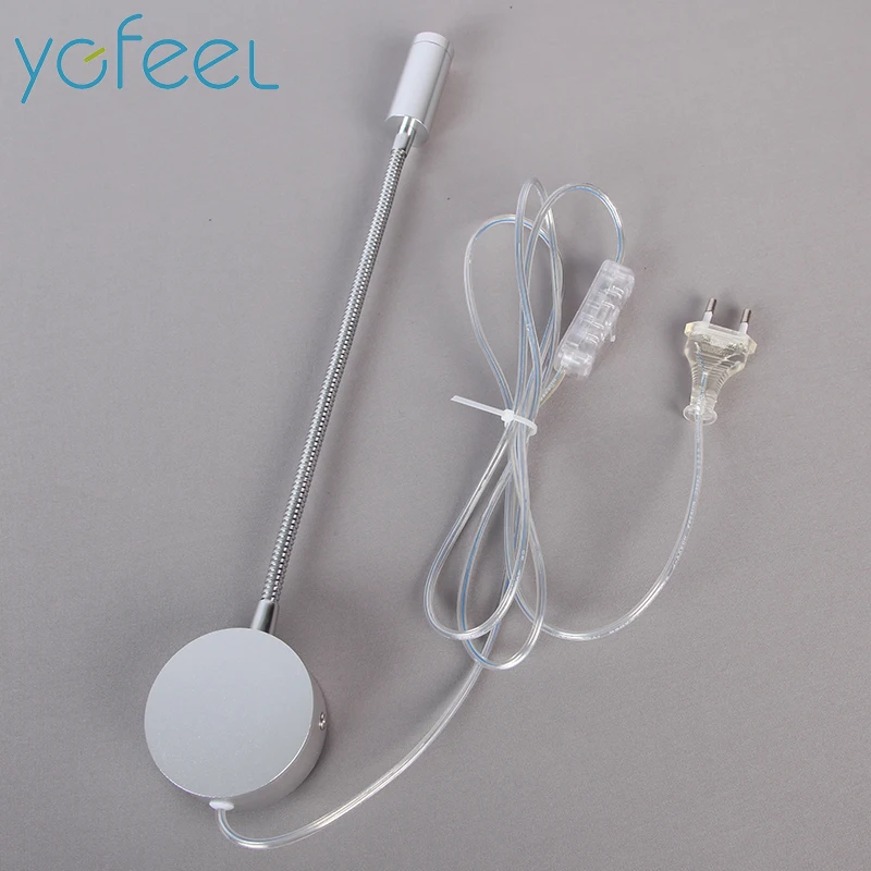

[YGFEEL] 3W LED Wall Lamp With European plug/American plug 1.8m Wire Modern Bedroom Wall Light Decoration Study Reading Lighting