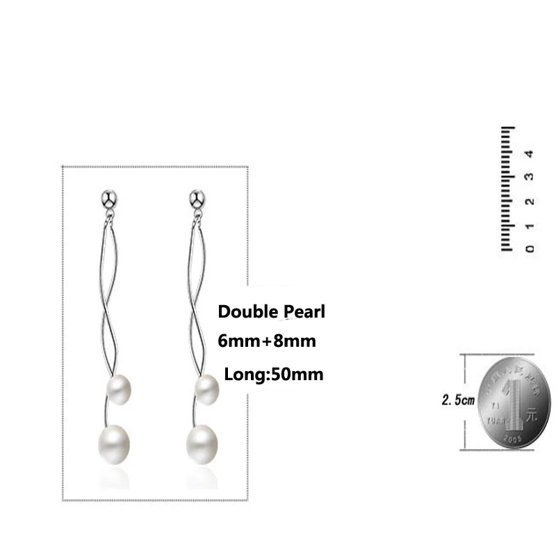 Новые модные длинные серьги с двойным жемчугом, фирменный дизайн, серьги из стерлингового серебра 925 пробы для женщин, корейские ювелирные изделия