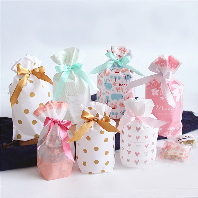 

100pcs Wholesale Cherry Blossom gift bags,plastic food bags,biscuit bags,Christmas,wedding birthday party candy bags 23x15x6.5cm