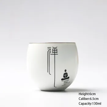 

Zen Tea Ceremony Handpaint Chinese White Porcelain Ceramic Kiln Tea Cup Kung Fu Tea Set Oolong Puerh Teacup 135ml Teaware
