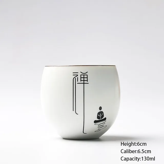 Special Price Zen Tea Ceremony Handpaint Chinese White Porcelain Ceramic Kiln Tea Cup Kung Fu Tea Set Oolong Puerh Teacup 135ml Teaware