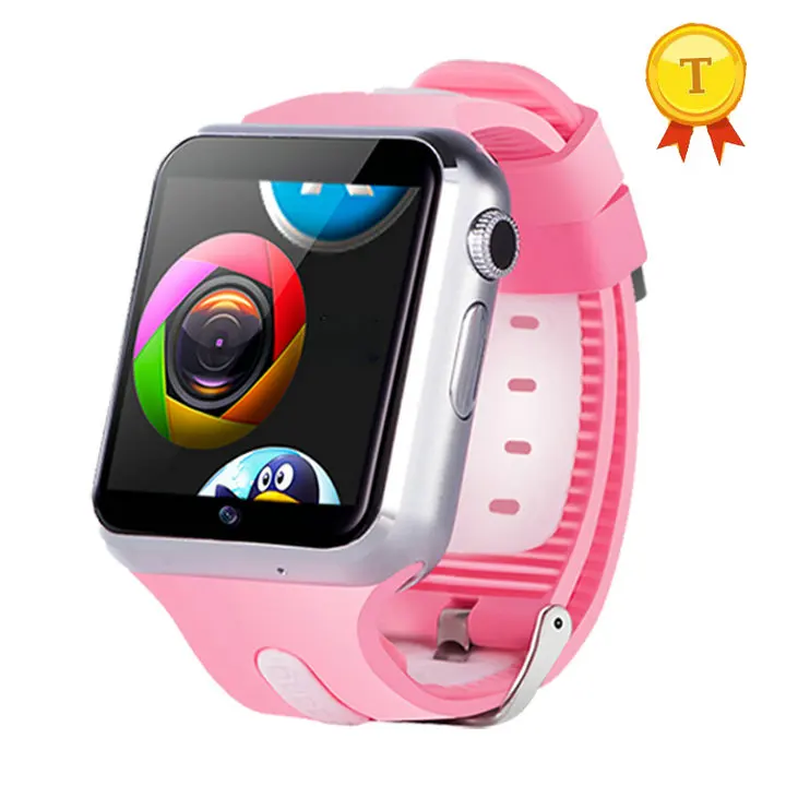 Новые Детские Смарт-часы телефон wifi 3g детские часы с отслеживанием GPS с сенсорным экраном sim Камера 16 ГБ tf карта для ios android - Цвет: Розовый