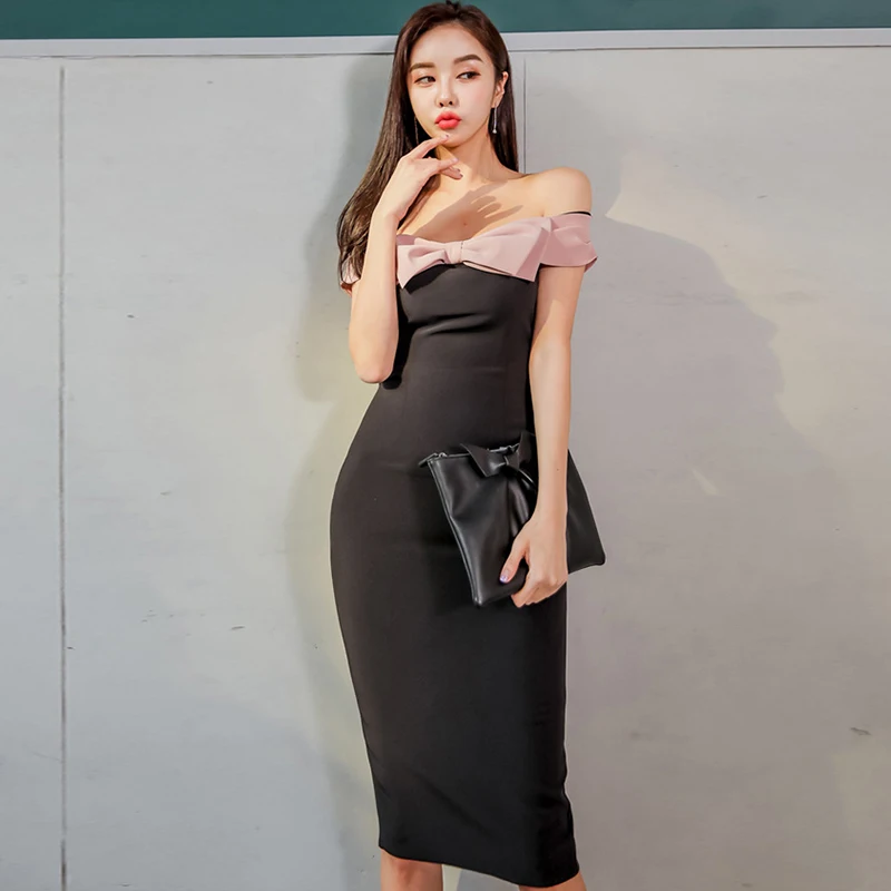

Fashion women comfortable elegant off shoulder patchwork club dress new arrival party sexy vintage temperamental classical dress