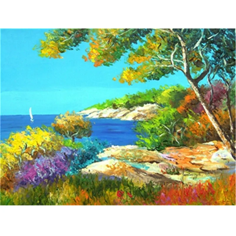 Landscape New 5D DIY Diamond Painting Full Embroidery Seascape Tree Mosaic Cross Stitch Arts Wall Decor | Дом и сад