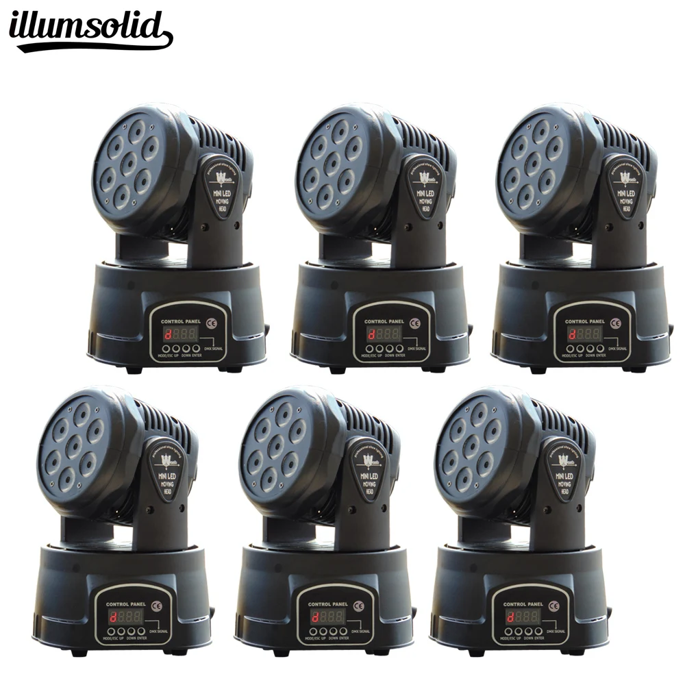 

6pcs lot Mini LED Wash 7x12W 4in1 RGBW Quad Moving Head Stage Lighting DMX512 Controller For Events Show DJ Lights