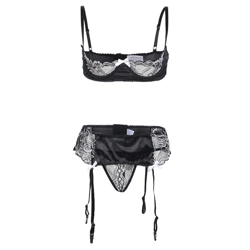 Hot Sexy Lenceria Porno Woman Seksi Lingerie Set with Bra+Garterbelt