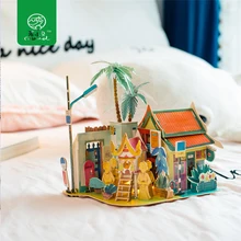 Robud Кукольный дом с светодио дный свет DIY Миниатюрный Кукольный домик 3D Модель Строительство Наборы игрушки для детей Рождественский подарок на год SJ406