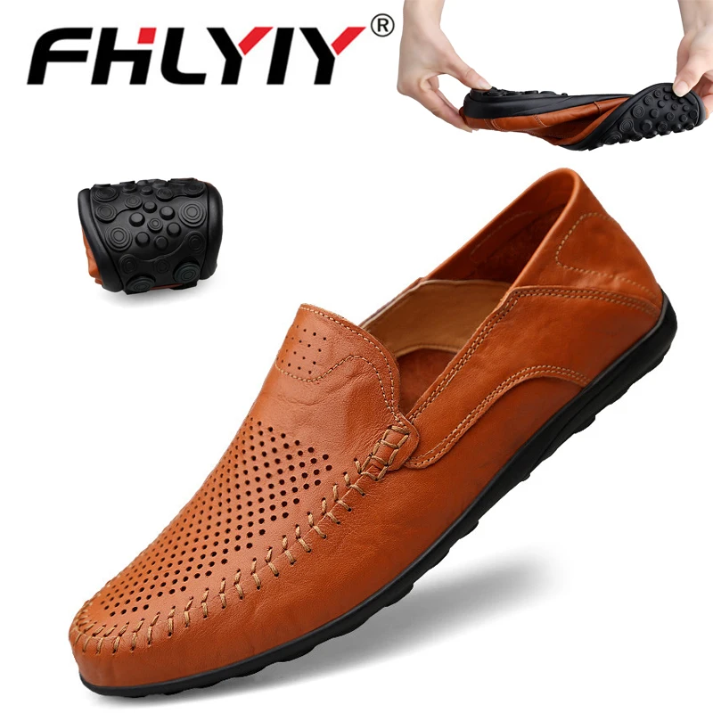 Genuine Leather Mens Loafers Moccasins Autumn Men Shoes Casual Luxury Brand Breathable Slip on Boat Shoes