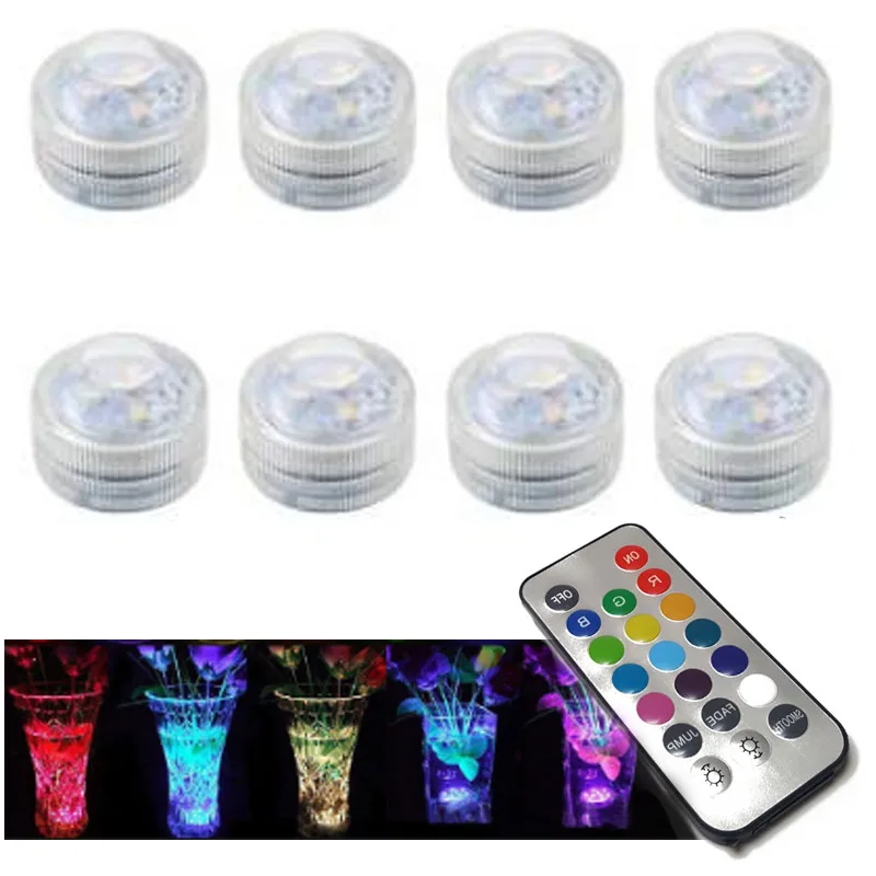 

IP68 Waterproof Battery Operated Multi Color Submersible LED Underwater Light for tea vase Fish Tank Wedding Party decor lights