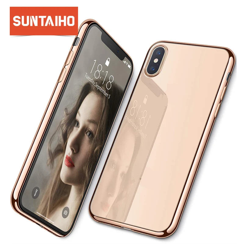 Suntaiho for iPhone Case 7 Plating Edge Phone Case For iPhone 6s Case For iphone XR Xs Max case Glass Back phone Cover 8 Plus Suntaiho for iPhone Case 7 Plating Edge Phone Case For iPhone 6s Case For iphone XR Xs Max case Glass Back phone Cover 8 Plus