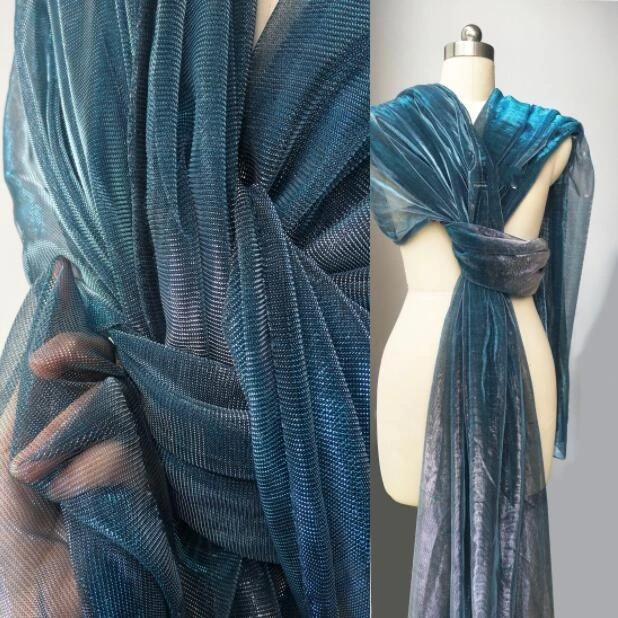 

BLue Gradient Candy Hollowing nylon Eugene mesh Yarn polyester fabric Laser Dress diy textiles ankara sewing tulle fabric C203