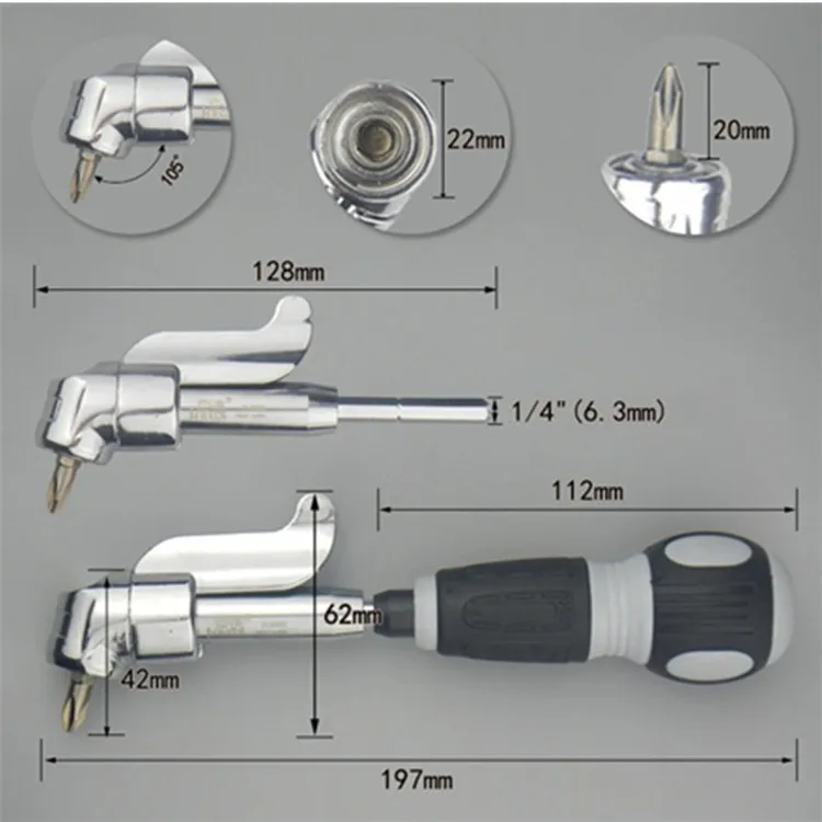7 шт. многофункциональный Набор отверток с 6 битами, легко сгибаемые головки, магнитные метрические Экономичные для небольших углов зазоры