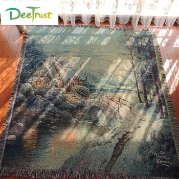 

Cotton Christmas Scenic Rectangular Color Throw Sofa blanket TV Thread Blanket Decorative Slipcover on Sofa/Bed/Travel Plaids