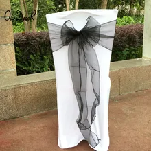 Черные 50 шт. ленты для свадебных стульев из органзы с бантом банкетные украшения для свадебных вечеринок