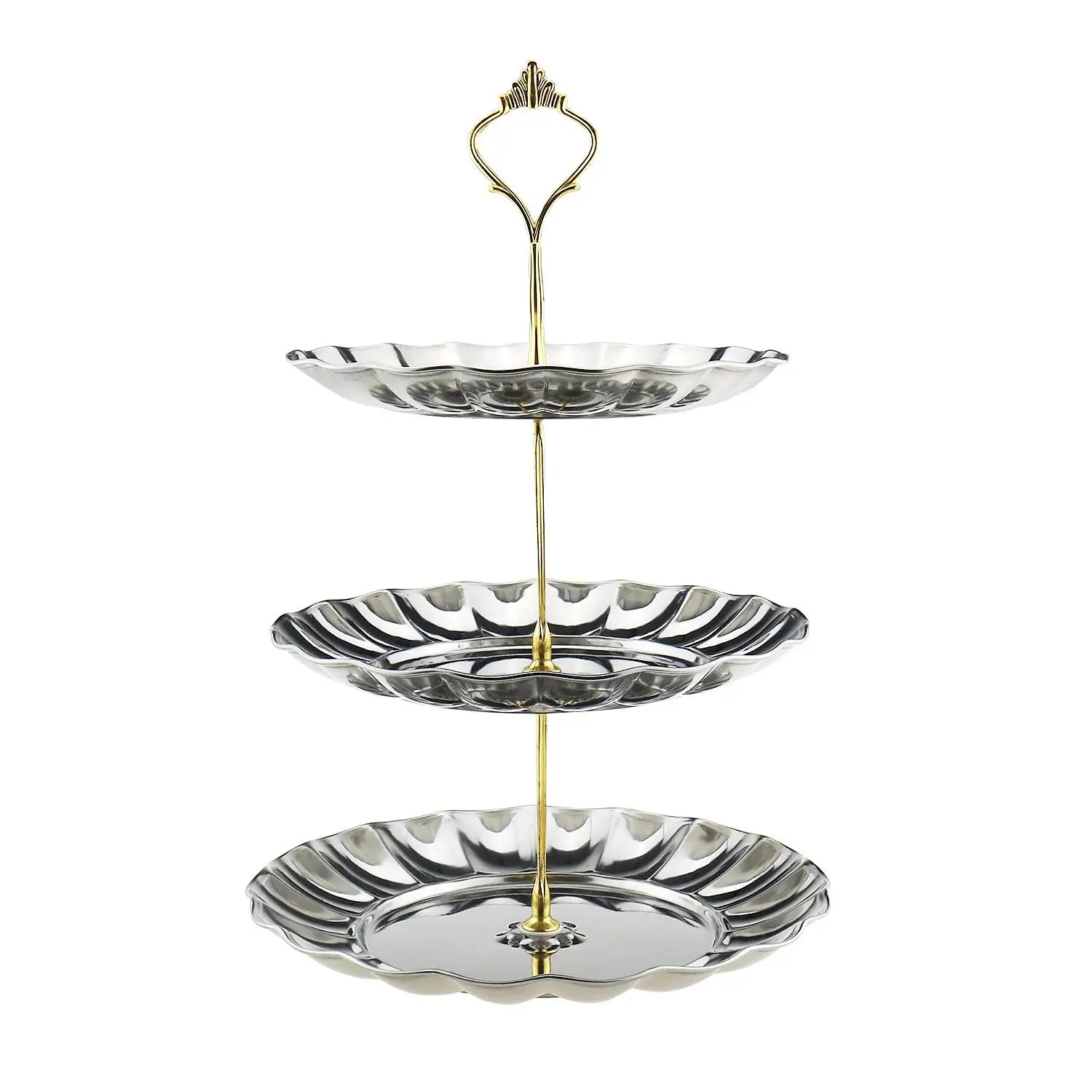 

Fruit Plates 3-Tier Stainless Steel Cake Wedding Stand Fruits Desserts Candy Cheese Tableware Plates Display for Wedding Home