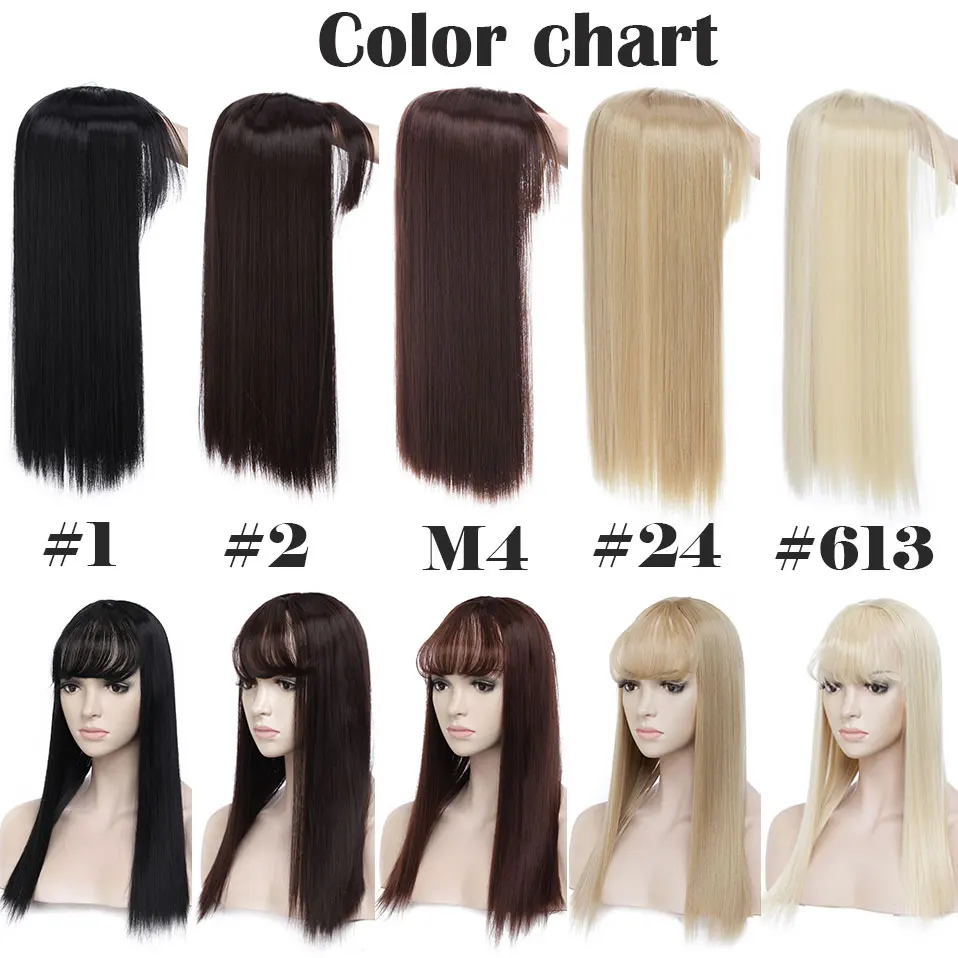 SNOILITE 17inch 3 Clips In one piece Hair Extension long straight hair extension synthetic Topper Hair Piece With Bangs