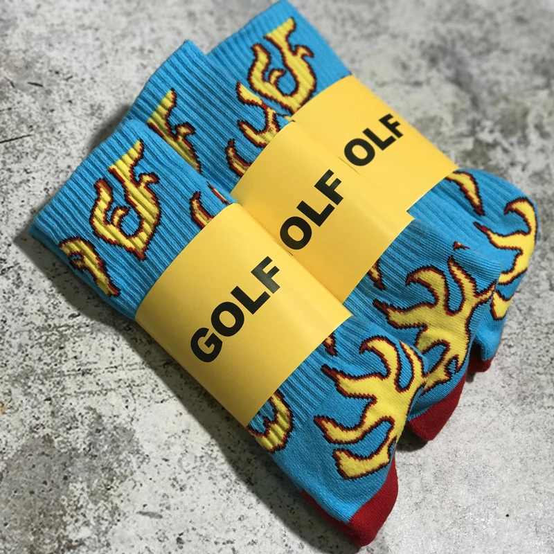 

Men women golf socks cotton hip hop streetwear wool socks gift flame harajuku long socks knaye west crew Towel socks winter sock