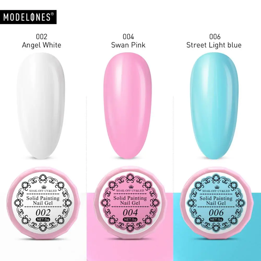 

Modelones 3Pcs/Lot Solid Painting Gel Soak Off Hybrid Nail Varnish Enamel Set Semi Permanent Painting Gel Hybrid Drawing Lacquer