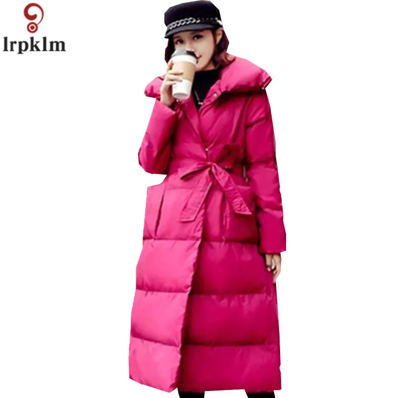 Куртка из хлопка Стеганое пальто для Для женщин Длинные зимние куртки плюс Размеры Сапоги выше колена; женские хлопковые пальто S-XL LZ959 - Цвет: rose red