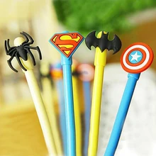 4 pcs/Lot Black Ink Gel Pen Hero Superman Batman Spiderman Captain Kawaii Cute Stationery Caneta Gift Office & School Supplies 4 pcs/Lot Black Ink Gel Pen Hero Superman Batman Spiderman Captain Kawaii Cute Stationery Caneta Gift Office & School Supplies