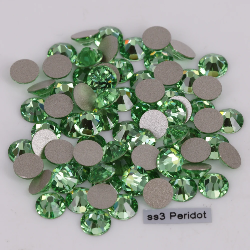 ss3 (1.3 1.5mm) Peridot Glue On Rhinestones for Nail Art, 1440pcs/Pack AAA Quality Flat Back Non