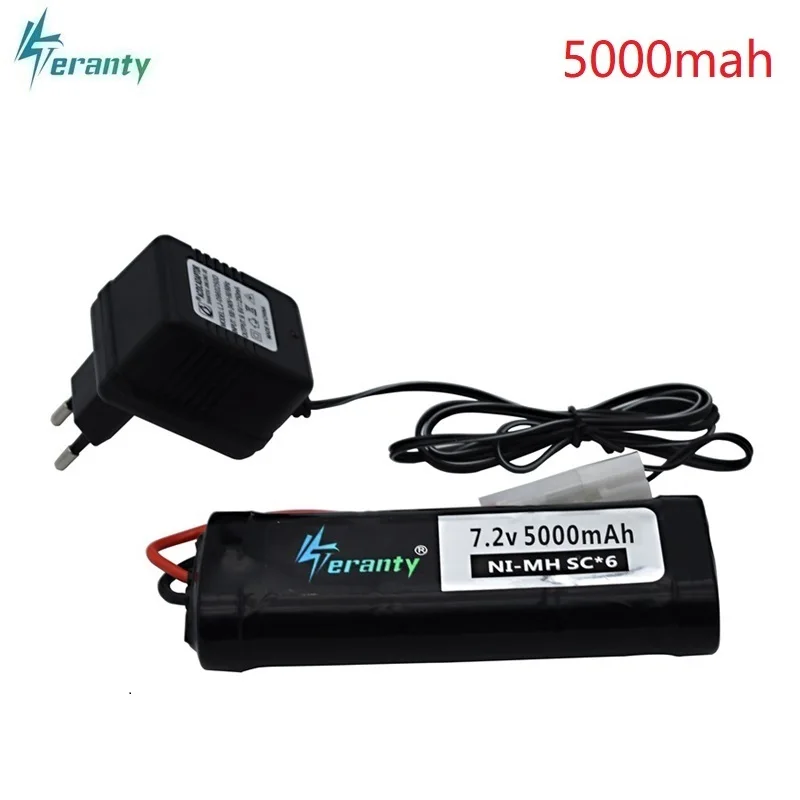 Высокая емкость 7,2 V 5000 mAh Ni-MH аккумулятор с пробка из Тамия с зарядным устройством 7,2 v и SC * 6 аккумуляторная батарея для RC управления