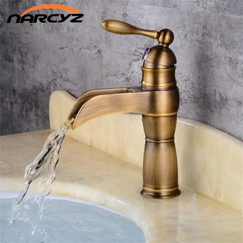 

New Style Antique/Black Basin Faucet Luxury Hot and Cold Sink Faucet Waterfall Faucet torneira banheiro bronze faucet XT957