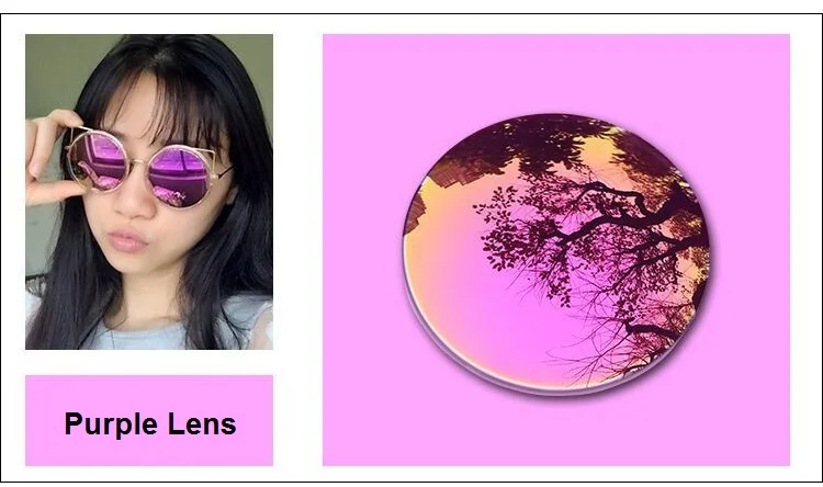 1,56 1,61 1,67 индекс близорукости, очки из алюминиево-магниевого сплава солнцезащитные очки Линзы Оптические солнцезащитные очки с линзами анти-УФ с антибликовое - Цвет линз: Purple Lens