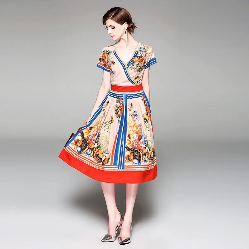 Летнее модное винтажное платье с v-образным вырезом и коротким рукавом, праздничное платье, vestidos de festa