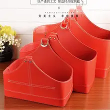 С lifthandle для газета, журнал разное подарок крокодиловый Красный 3 шт./компл. дома организационное Хранение Корзина подарочная коробка 279C